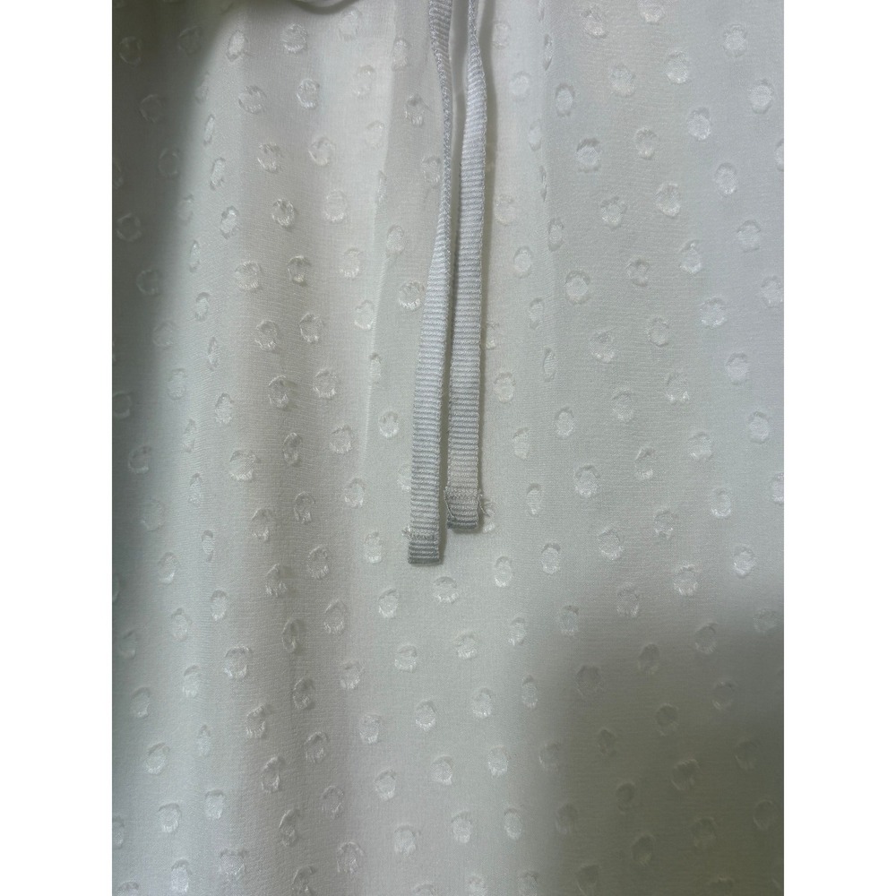 Tommy Hilfiger‎ Silk Clip Dot Ruffle Midi Dress White Sleeveless Tiered Size 4 - Picture 3 of 11